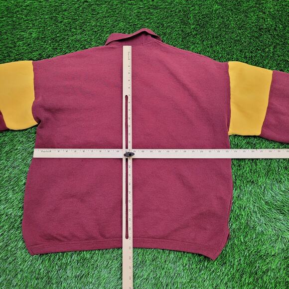 Vintage 80s MOD Collared Sweatshirt XL 23x25 Colorblock - Picture 6 of 14